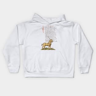 The Unicorn - Ancient Greek Manuscript Kids Hoodie